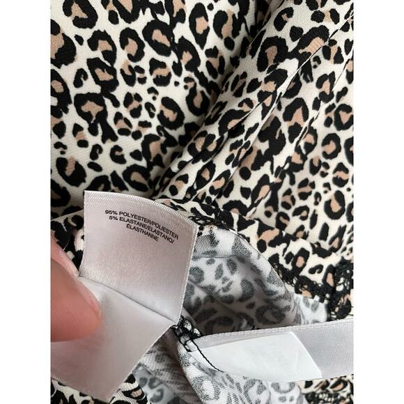 Anne Klein Ringer Tee Shirt Short Sleeves Leopard Print Black Womens Large NWT - Picture 4 of 5